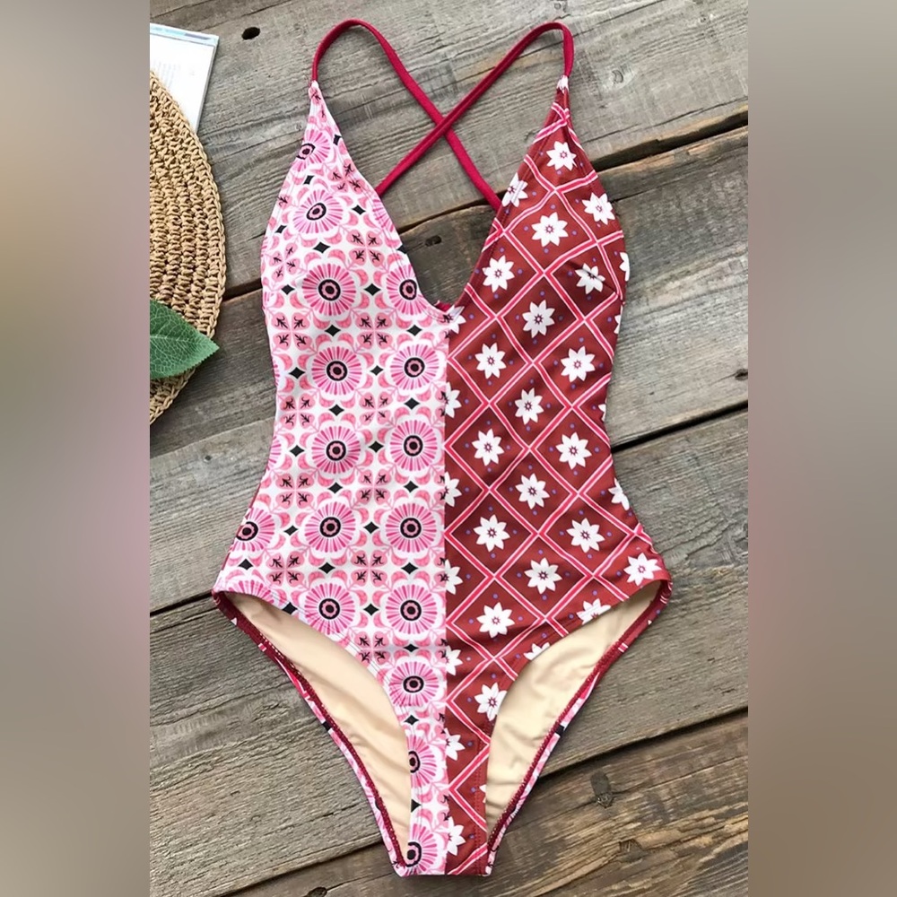 NWT Remember You Print One-piece Swimsuit (Size Large) by Cupshe